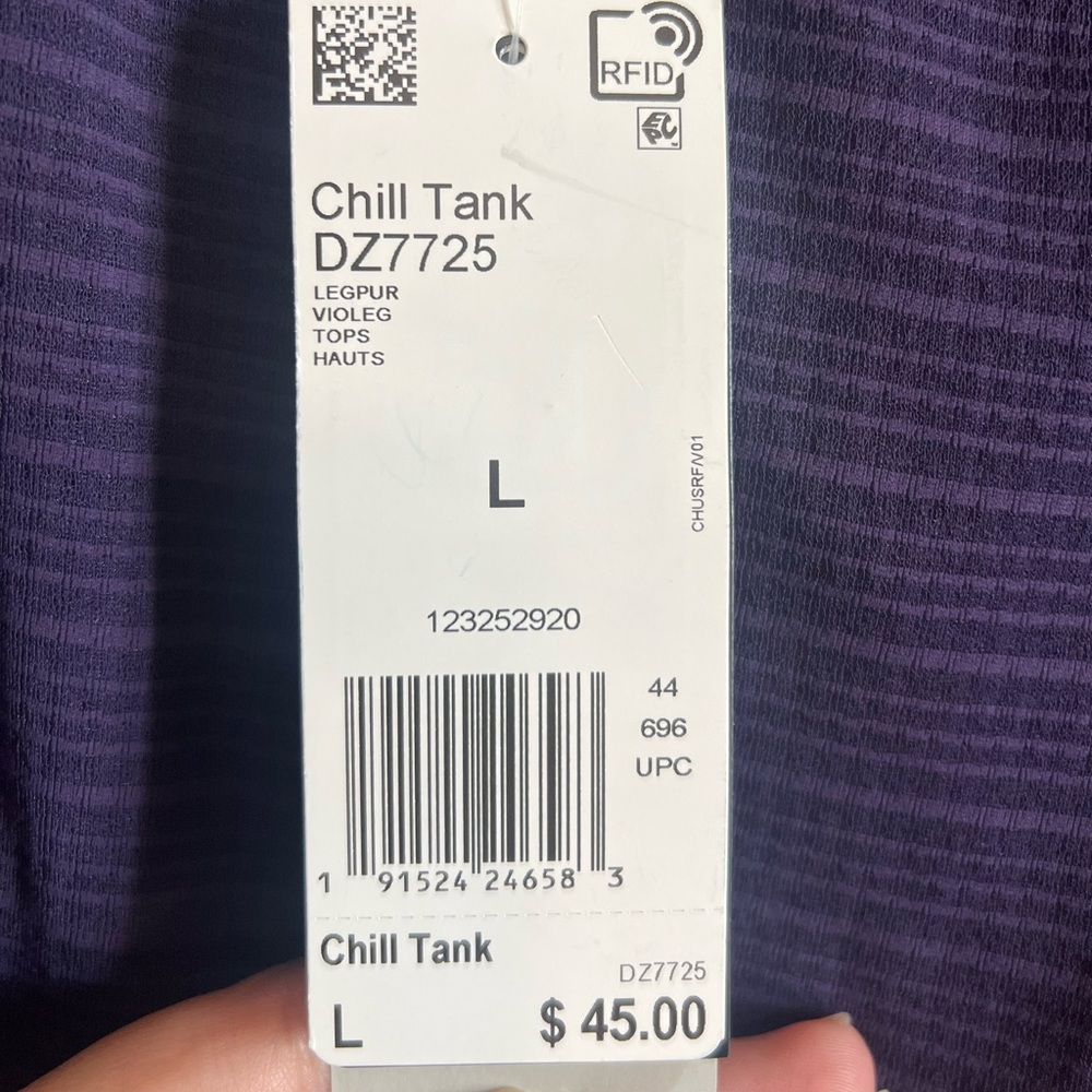 Adidas Chill Tank Purple Tank Scoop Neck Athletic Fit Sleeveless Stretch Size L - Picture 9 of 11